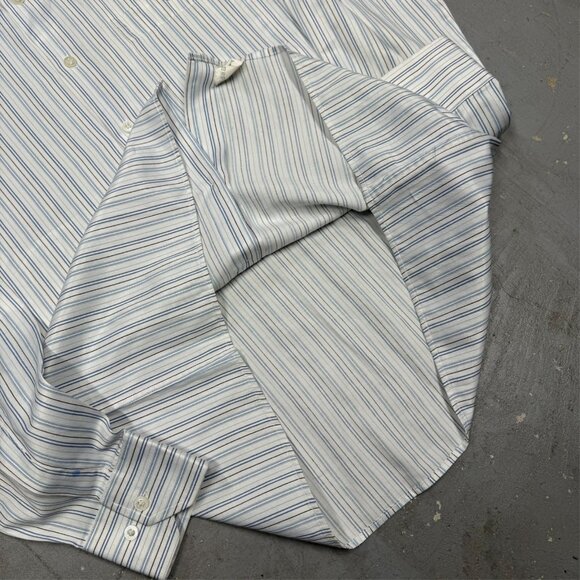 Lacoste Dress Shirt Made in France Striped Cotton Button Down 15 1/2 Medium - Picture 8 of 9